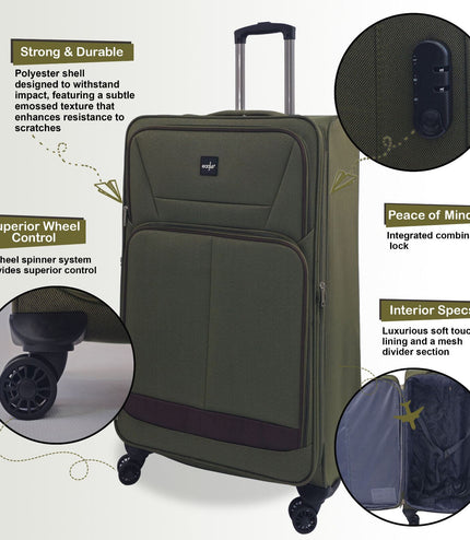 Andover Medium Soft Shell Suitcase in Khaki