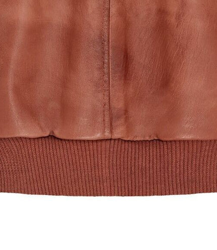 Mens Soft Leather MA-1 Varsity Bomber Jacket - Tan