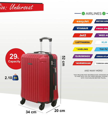 Corowa Underseat Hard Shell Suitcase in Red
