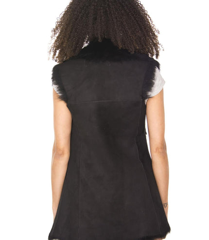 Women's Toscana Sheepskin Long Gilet-Sorocaba - Grey