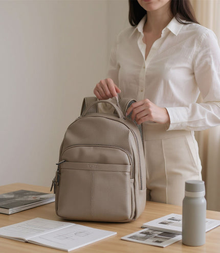 Genuine Leather Grey Vintage Rucksack Laptop Bag Travel Backpack - Capri