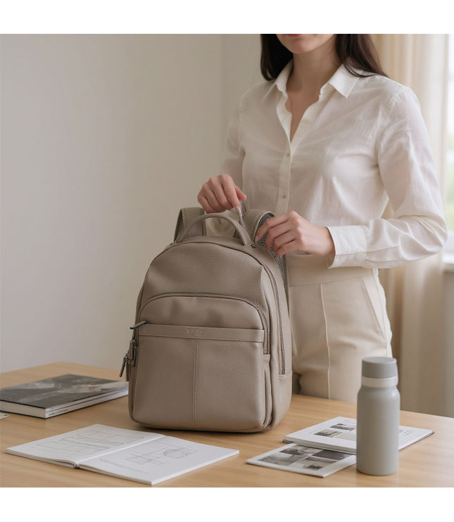 Genuine Leather Grey Vintage Rucksack Laptop Bag Travel Backpack - Capri