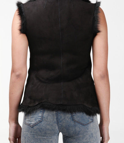 Women's Toscana Sheepskin Short Gilet-Denver - Brown