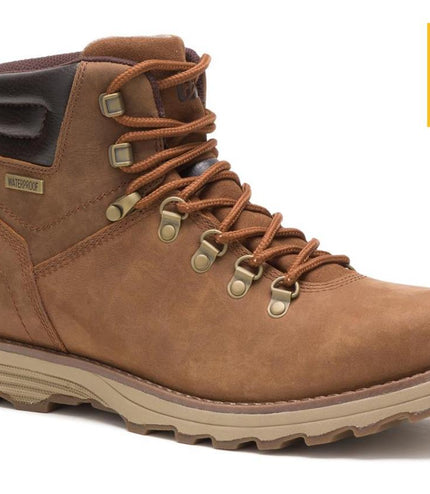 Caterpillar Mens Sire Waterproof Brown Sugar Leather Cat Work Boots