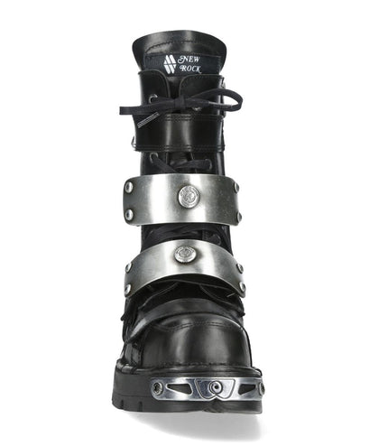 New Rock Metallic Black Leather Gothic Punk Rock High Boots - MET048-C9