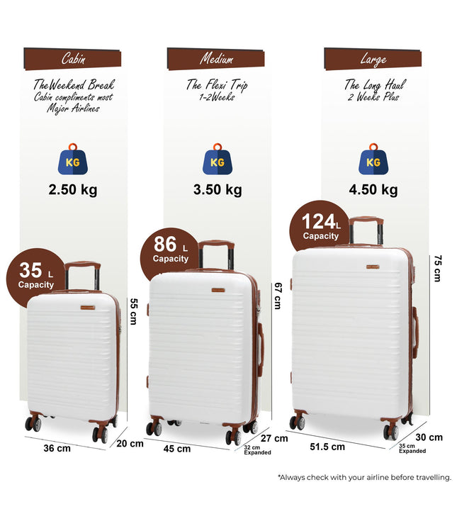 Armidale Set of 3 Hard Shell Suitcase in Cream