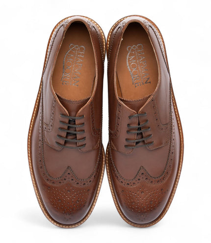 Chapman & Moore Men's Brown Leather Derby Brogue Oxford Dress Shoes