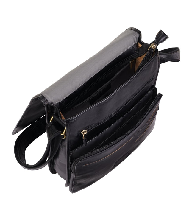 Leather Vintage Black Messenger Shoulder Crossbody Travel Business Bag - Ranger