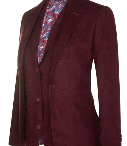 Womens 1920s  Wine Wool Classic Vintage Retro Blazer