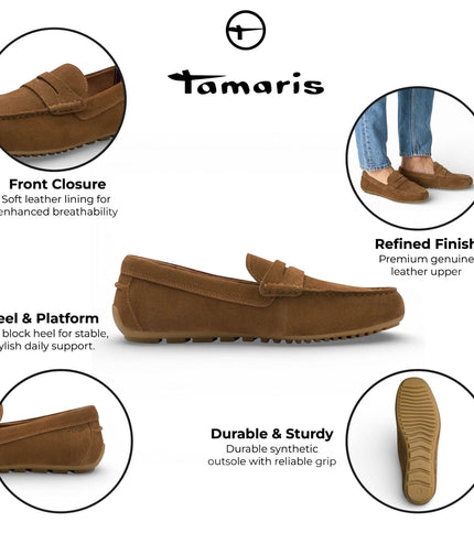 Tamaris Mens Brown Suede Moccasin Loafers Casual Shoes