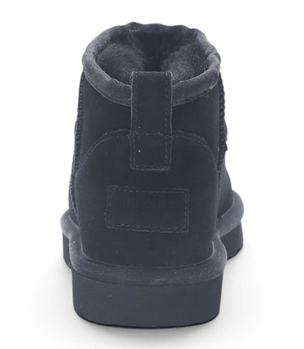 Women's Black Genuine Sheepskin Real Fur Winter Ankle Boots - Sable