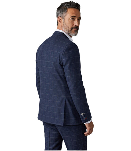 Men's Navy Blue Tweed 3 Piece Wool Blend Formal Suit - TP-32