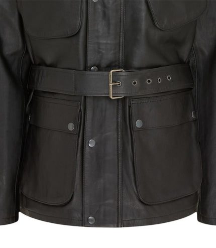 Men's Black Lamb Leather Safari Parka Jacket - Edinburgh