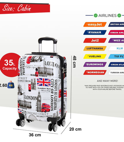 Cooma Cabin Hard Shell Suitcase London in Black Flower