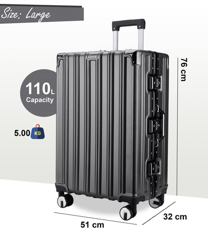 Airdrie Large Hard Shell Suitcase in Charcoal Black