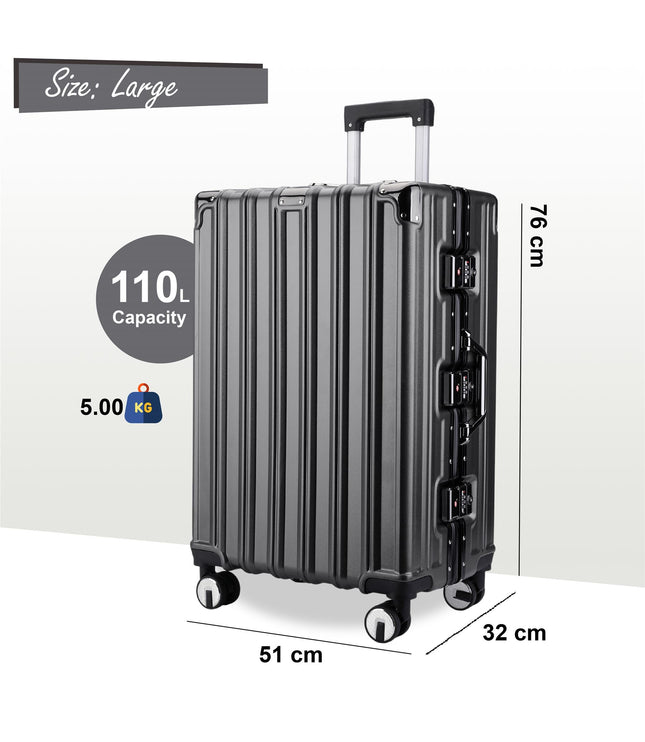 Airdrie Large Hard Shell Suitcase in Charcoal Black