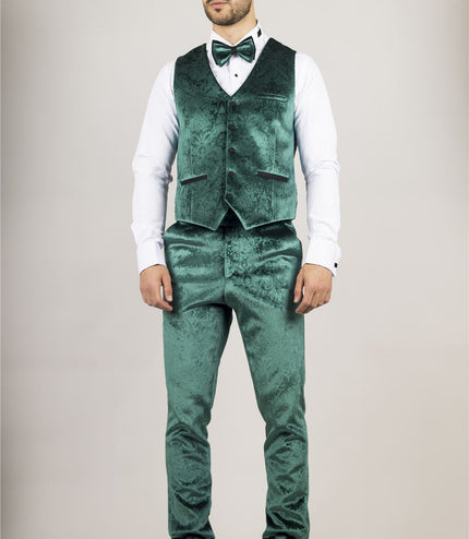 Men's Green 3 Piece Velvet Wedding Tuxedo Formal Suit