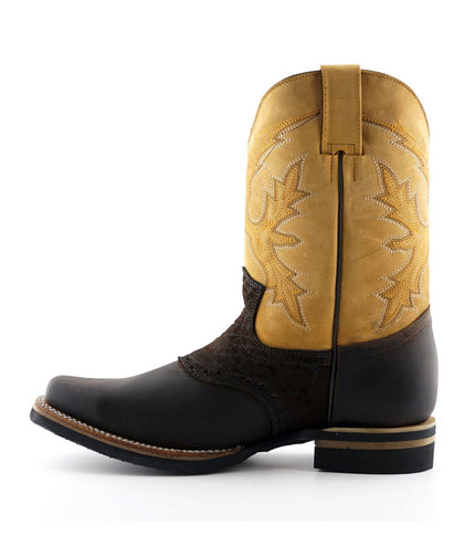 Grinders Tan Leather Cowboy Chelsea Boots - Frontier