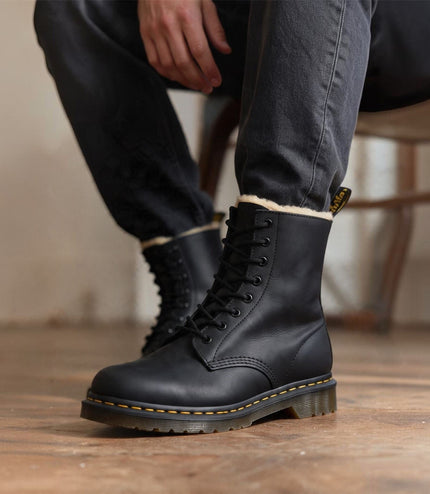 Dr Martens 1460 Serena Black Faux Fur Lined Leather Boots - 21797001