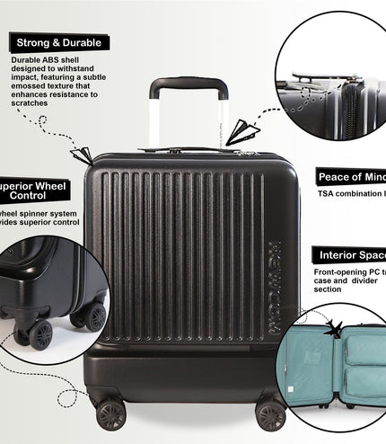 Durable EasyJet Ryanair 39 x 26 x 51.5 cm Black Front Open Cabin Luggage Travel Suitcase