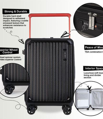 Hard Shell Black Rimowa Inspired TSA Cabin Luggage Suitcase Durable Spinner Carry-On