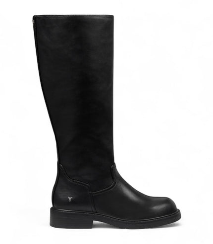 Windsorsmith Womens Black Fuax Leather Knee High Tall Boots - Blessing