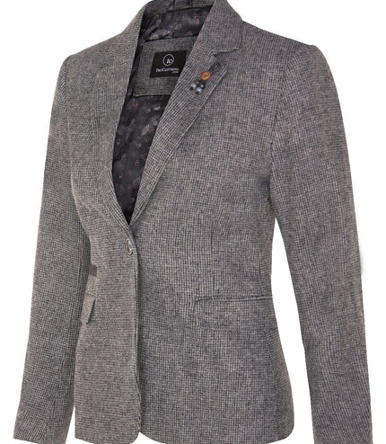 Womens Tweed 1920s Herringbone Grey Blazer