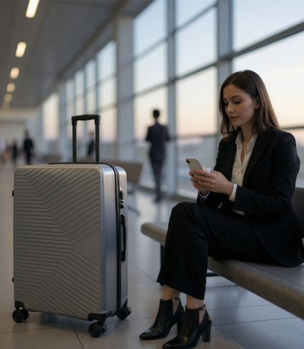 Junee Large Hard Shell Suitcase in Charcoal Grey