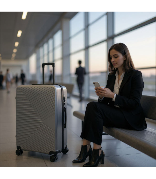 Junee Large Hard Shell Suitcase in Charcoal Grey