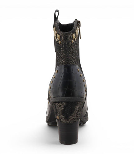 Mustang Women's Black Floral Heeled Ankle Boots - M0162012
