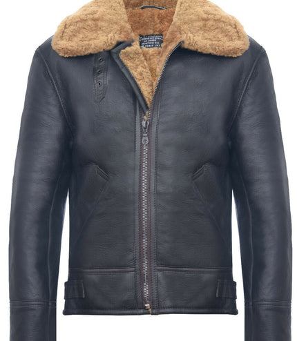 Mens B3 WW2 Leather Sheepskin Aviator Flying Jacket-Charleston - Brown Ginger