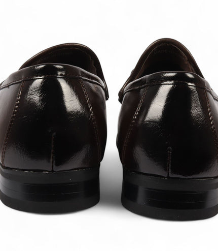 Men's Brown Loafers with Gold Buckle Smart Slip-On Shoes