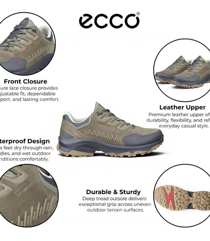 Ecco Men's Green Leather Waterproof Hiking Trainer Sneaker Shoes - Receptor XP