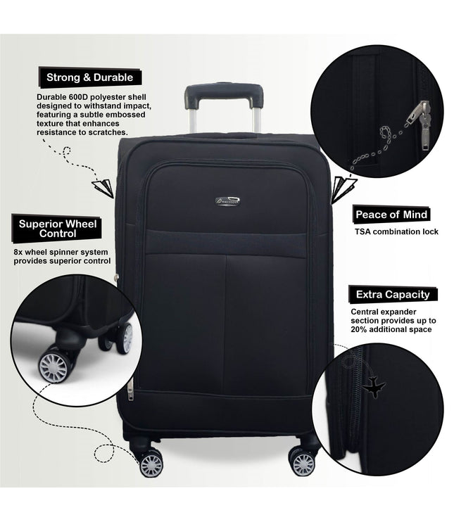 Forbes Cabin Soft Shell Suitcase in Black