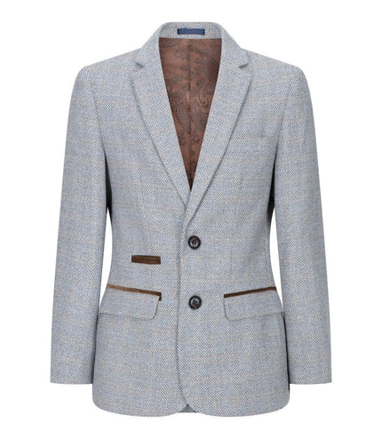 Boys 3 Piece Cream Tweed Check Vintage Retro Suit