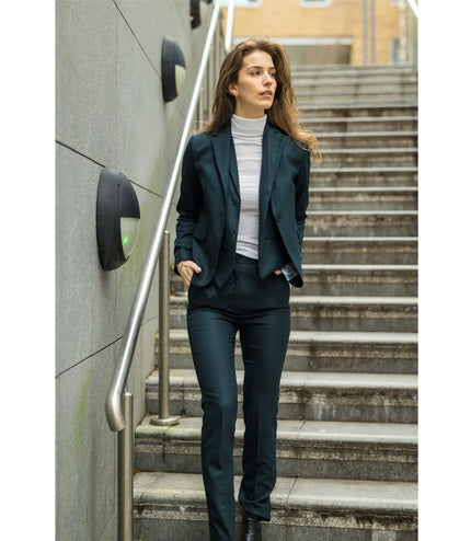 Women's Olive Three-Piece Tailored Fit Suit in Prince of Wales Check