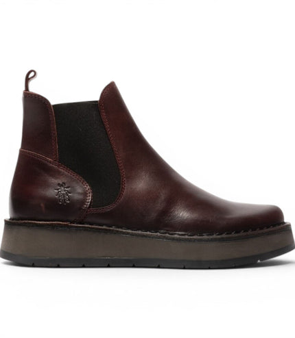 Fly London Womens Wine Chelsea Leather Ankle Boots - RAWI131