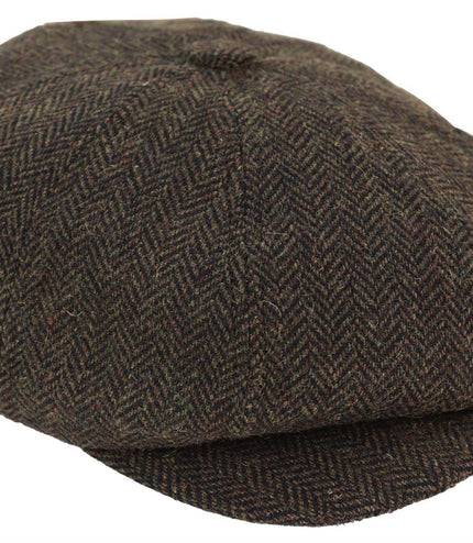 Mens Peaky Blinders Tweed Gatsby Flat Baker Hat With Razor Blade