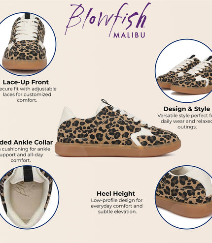 Blowfish Malibu Womens Leopard Brown Lace-Up Sneakers - Tastic