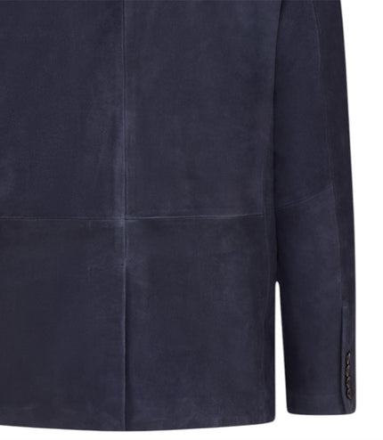 Mens Italian Navy Suede Leather Blazer Jacket - Aarau