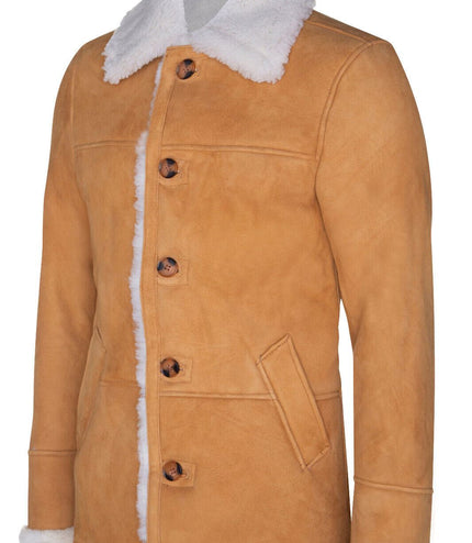 Mens Classic Sheepskin Car Coat-Auburn