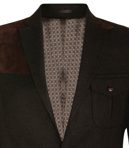Mens Wool Tweed Shooting Jacket Hunting Blazer Smart Casual Elbow Patch Olive