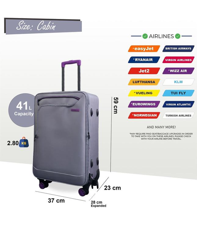 Handa Cabin Soft Shell Suitcase in Grey