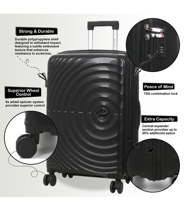 Balranald Set of 3 Hard Shell Suitcase in Black