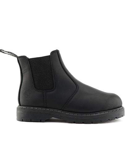 Grinders Unisex Black Chelsea Acs Leather Ankle Slip On Boots