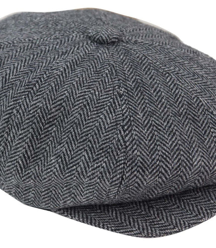 Mens Peaky Blinders Tweed Gatsby Flat Baker Hat With Razor Blade