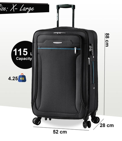 Cinderford Extra Large Soft Shell Suitcase in Black