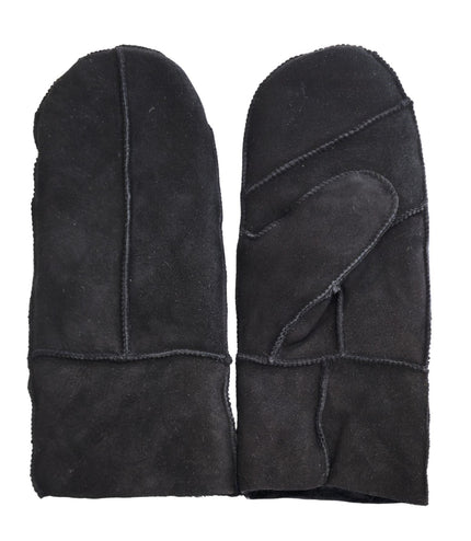 Infinity Leather Womens Black Genuine Real Sheepskin Suede Mittens Warm Gloves