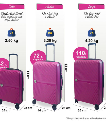 Acton Set of 3 Hard Shell Suitcase in Pink