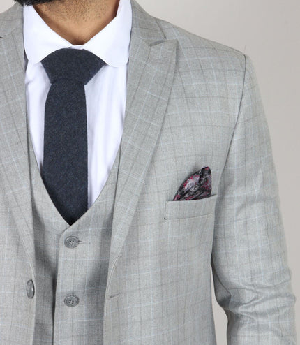 Mens IM2 Classic Plain Light Grey 3 Piece Suit